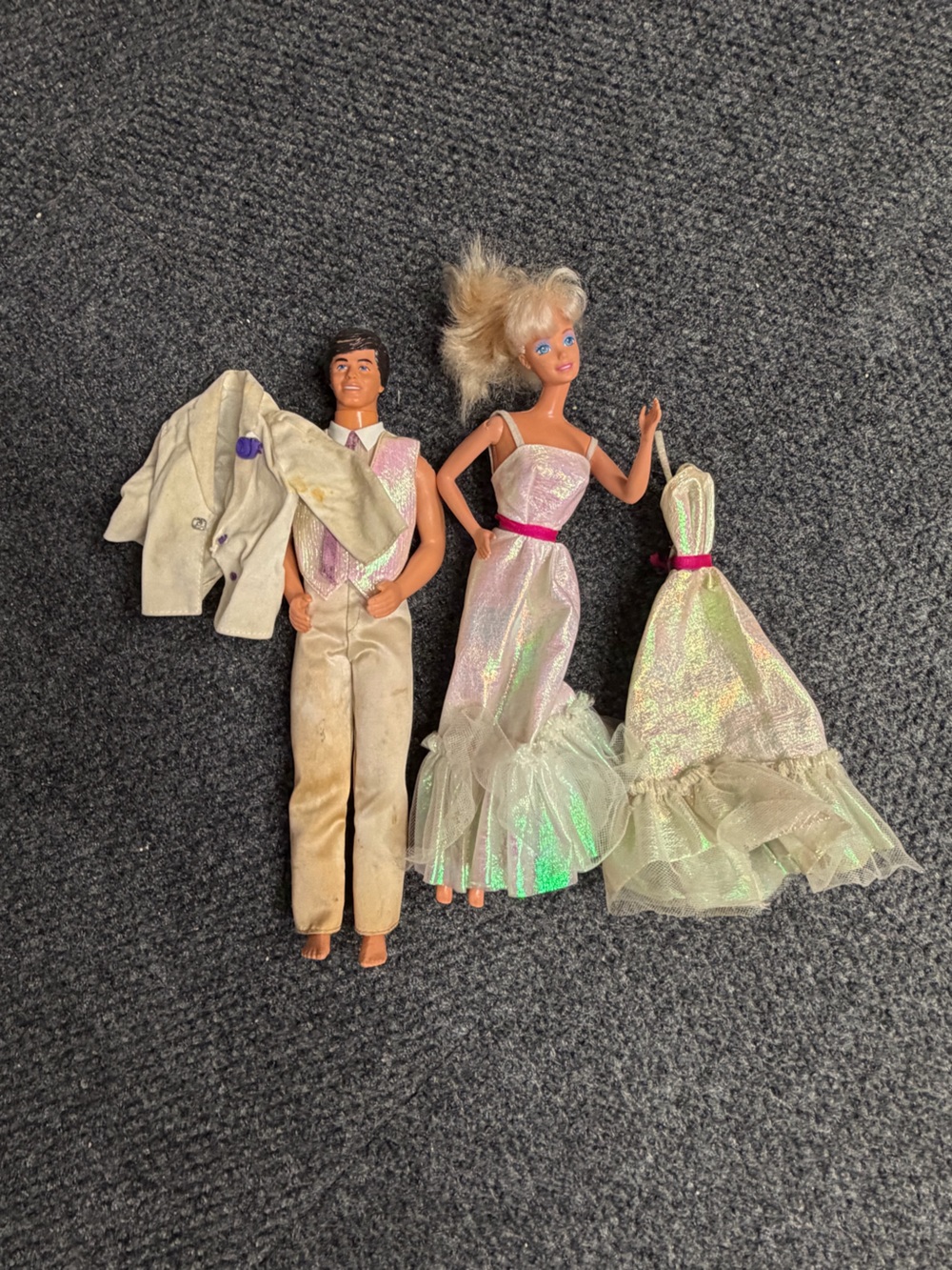 Vintage 1983 Crystal Barbie and Ken Mattel used outfit dolls